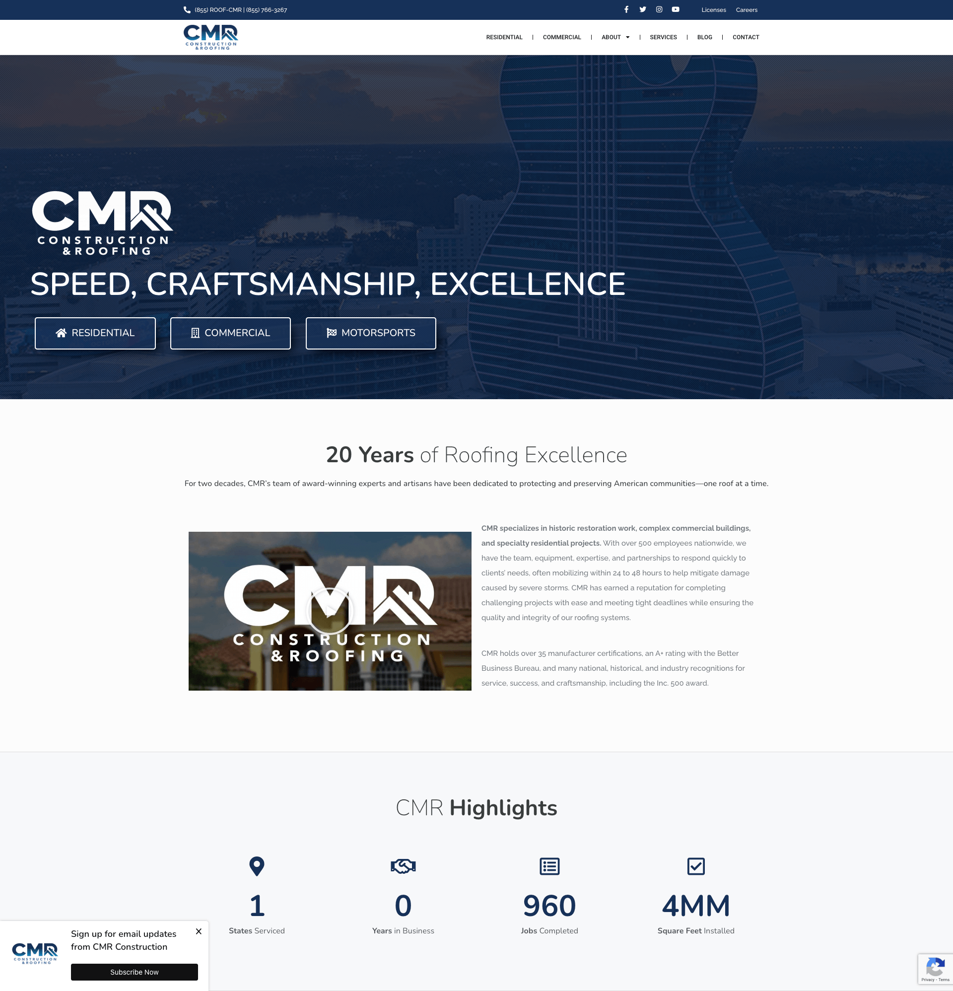 cmr roofing web design