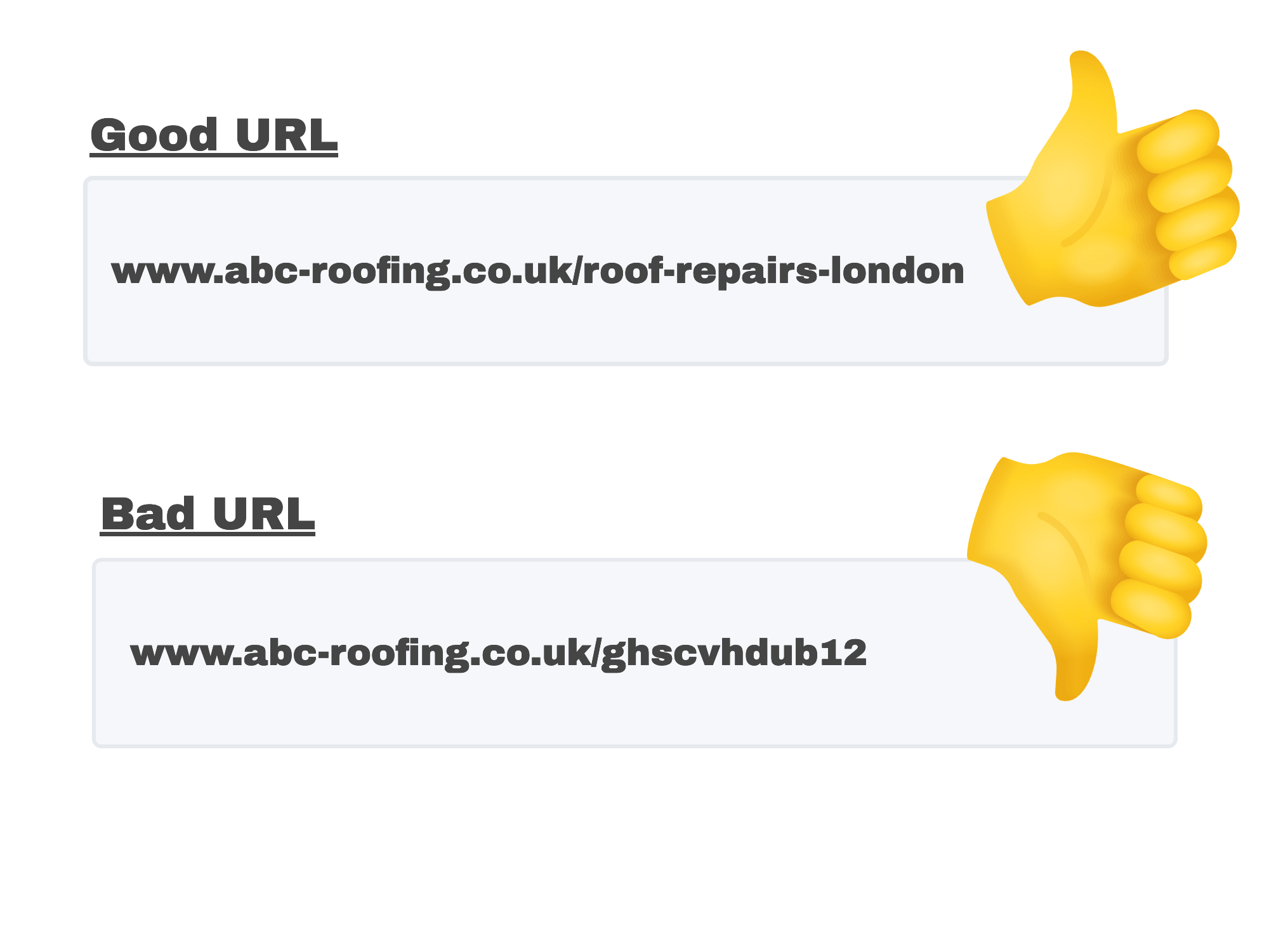 good and bad roofing website URLs