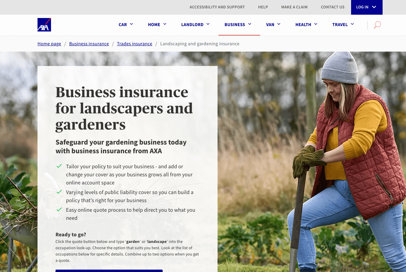 axa landscaping insurance