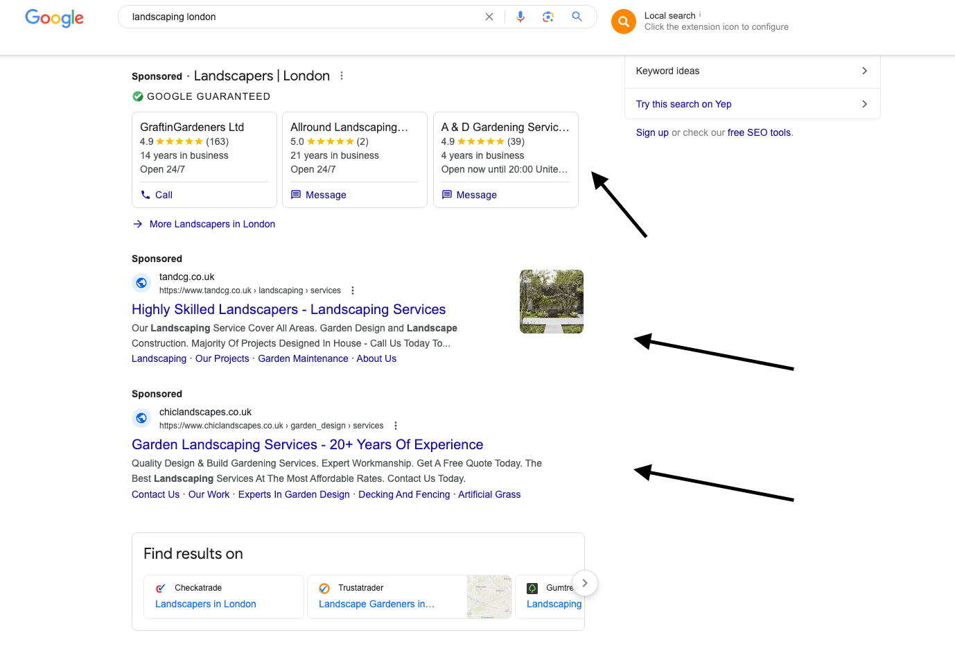 google ads for landscapers