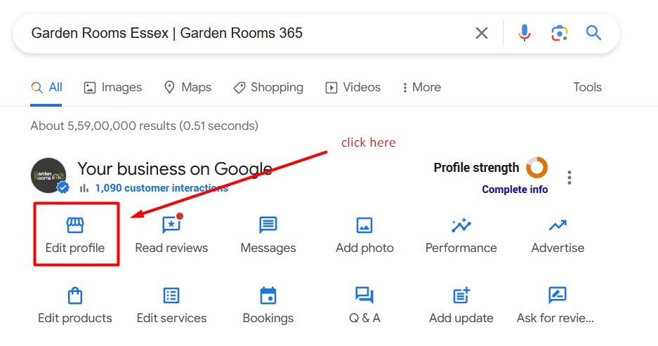 Log in to your google my business profile