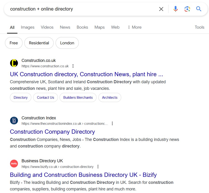 construction directory