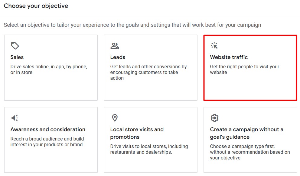 website traffic objective